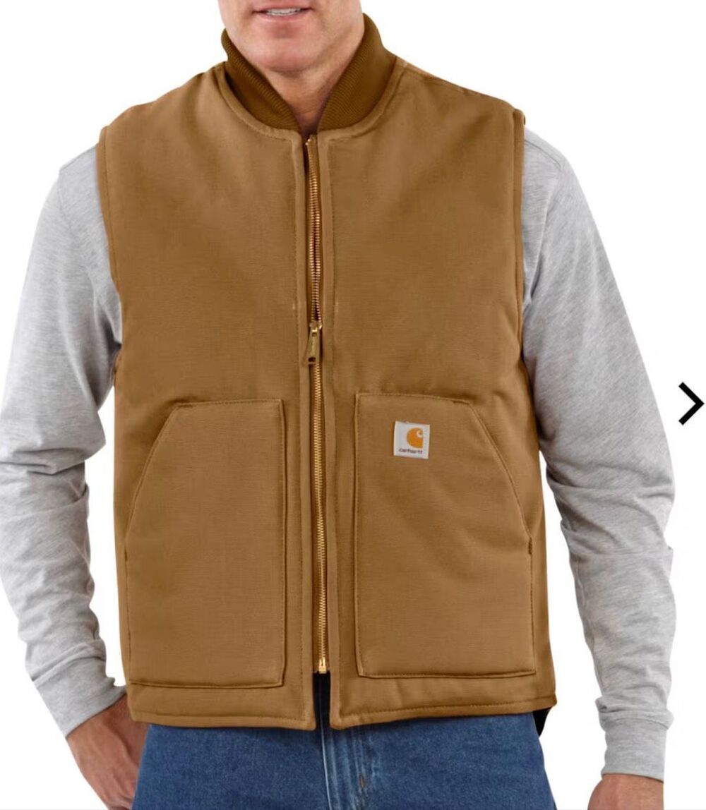 Carhartt Brown Duck Canvas Quilted Lined Relaxed Fit Work Vest Mens 4XL NEW